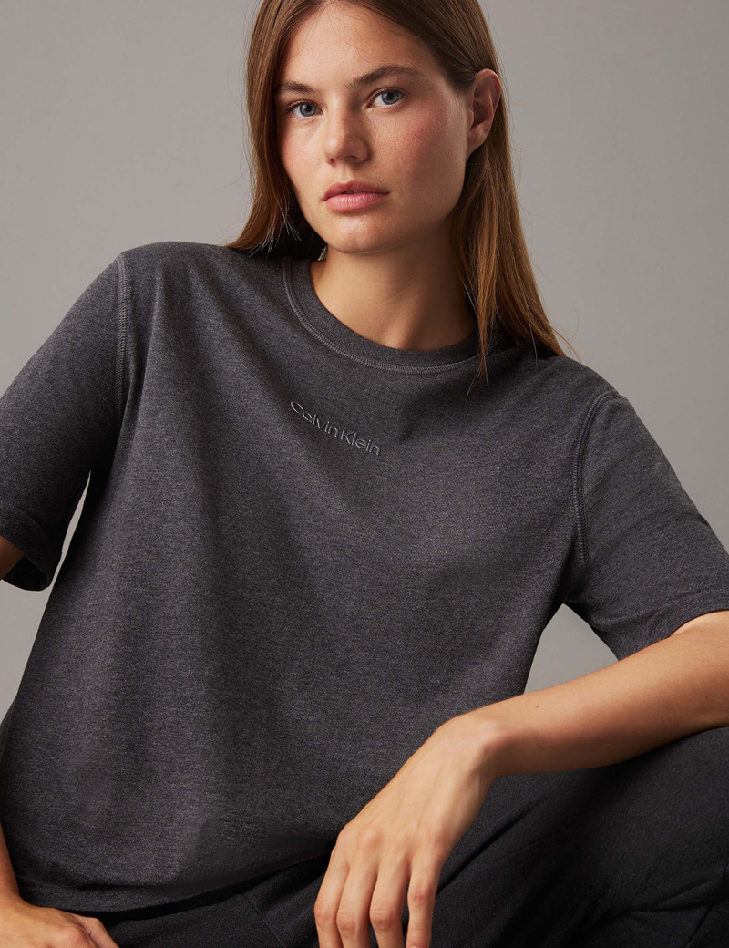 Variegated Rib Knit Half Zip Top | natural | Calvin Klein